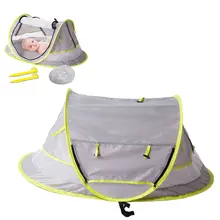 Детская портативная кровать для путешествий Пляжный Тент 50+ солнцезащитный козырек всплывающие москитная сетка и 2 колышка