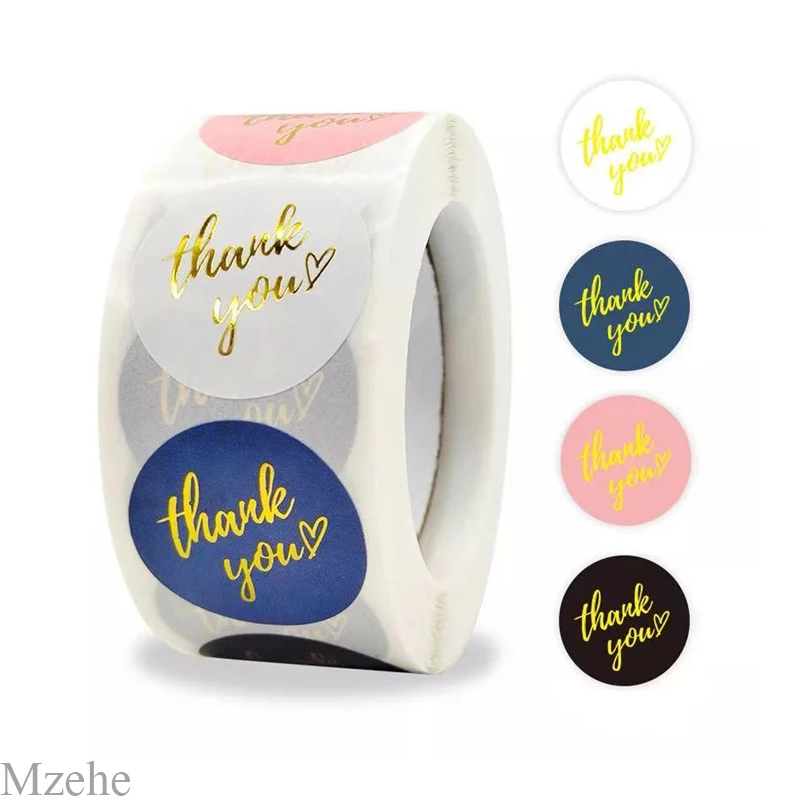 50-500pcs 1inch kraft paper Handmade Stickers Gift Sealing Sticker Festival Birthday Party Decorations Labels Thank you Stickers
