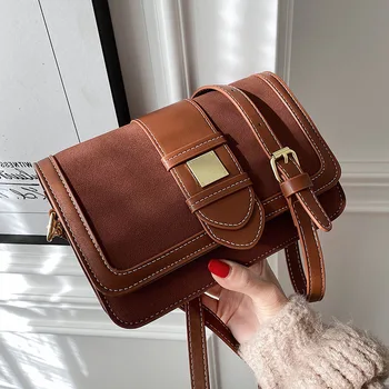 

Niche Design Retro Frosted Square Bag New Winter Fashion Korean Western Style Shoulder Bag Messenger Bag Female Bag Width: 22cm