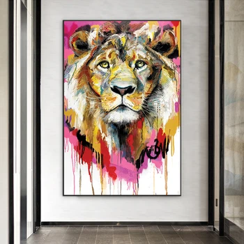 

Animals Watercolor- Oil Painting Abstract Lion Canvas Posters and Prints Scandinavian Wall Pictures Bedroom Decoration Cuadros