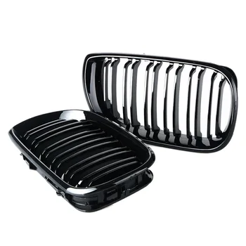 

2Pcs Car Style Gloss Black Front Kidney Double Slat Grill Grille for BMW E46 4 Door 4D 3 Series 2002-2005