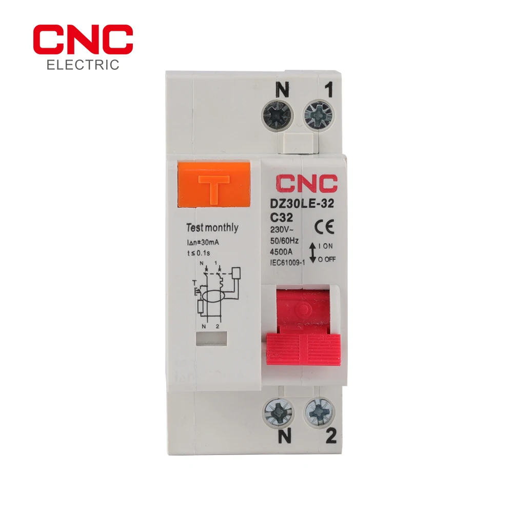 CNC DZ30LE-32 MCB 230V 1P+N 잔류 전류 회로 차단기(과전류 및 단락 전류 누설 보호 기능 포함) RCBO
