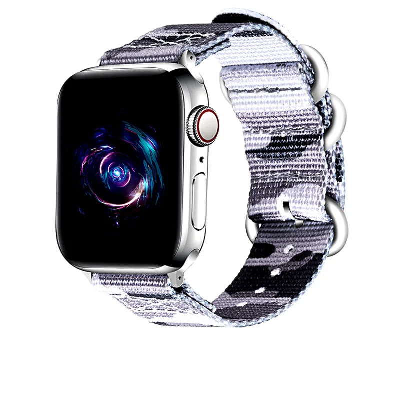 Military Camouflage Watchband for Apple Watch 4 5 Apple Watch Band 44 Mm 38mm iWatch Band 42mm 4 Colors Available - Цвет ремешка: Marine camouflage