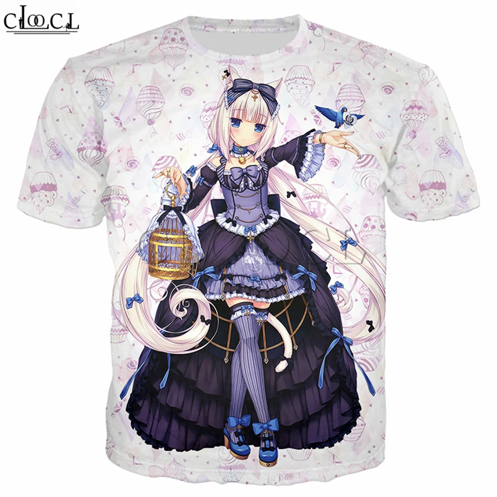 Игра Nekopara футболка для мужчин и женщин 3D принт Аниме Девушки Chocolat ванильный мода короткий рукав толстовка Пара Одежда Топы