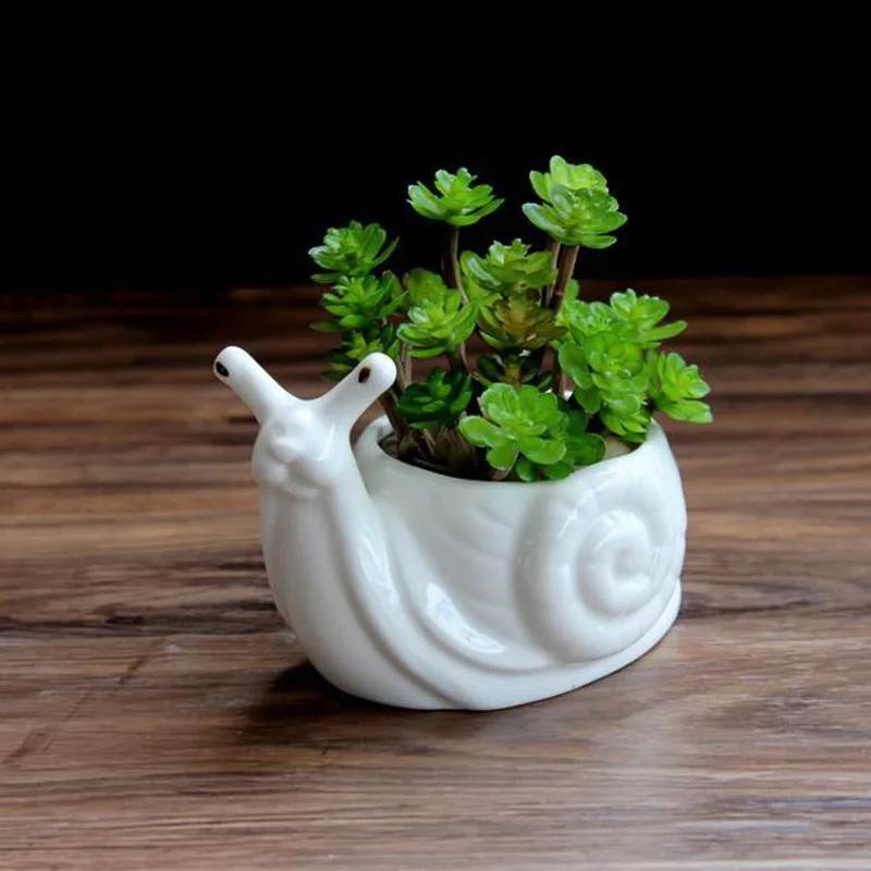 

Wholesale Mini Ceramic Flower Pot Cartoon Snail Planter for Succulents Cactus Desktop Pots Home Garden Decor