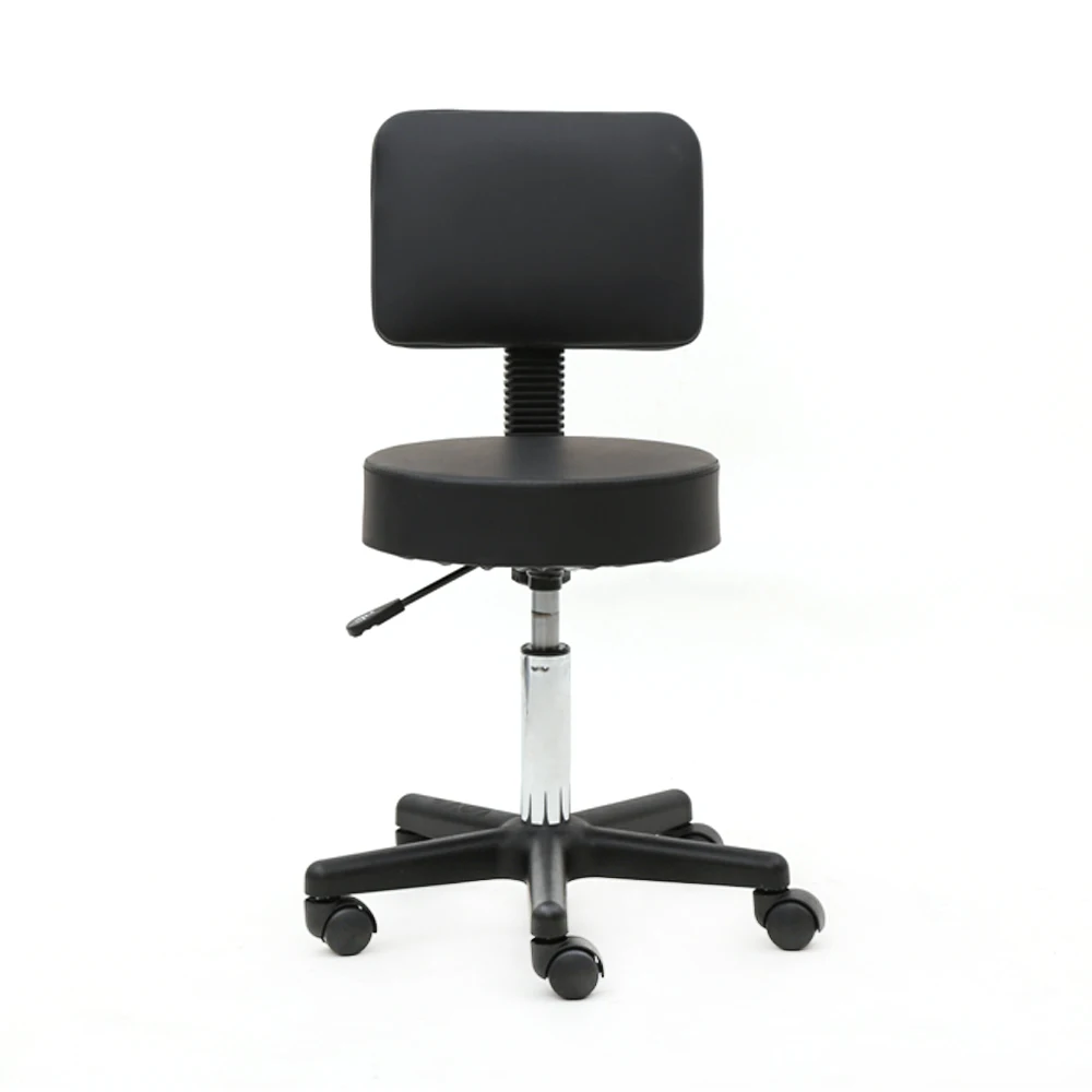 

Round Shape Plastic Adjustable Salon Stool with Back Black Suitable for any environment, such as salon, home and office