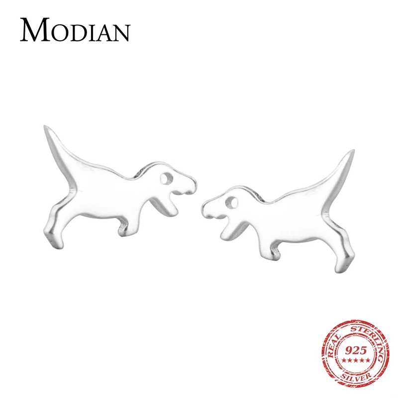 Modian, Простые Модные серьги-гвоздики золотого цвета с динозавром для женщин,, крошечные,, 925 пробы, серебряные, вечерние, Женские Ювелирные изделия