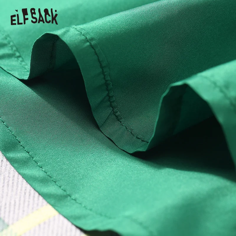 ELFSACK, винтажные клетчатые женские мини юбки, осень, новые зеленые милые женские юбки со средней талией, модные повседневные женские юбки