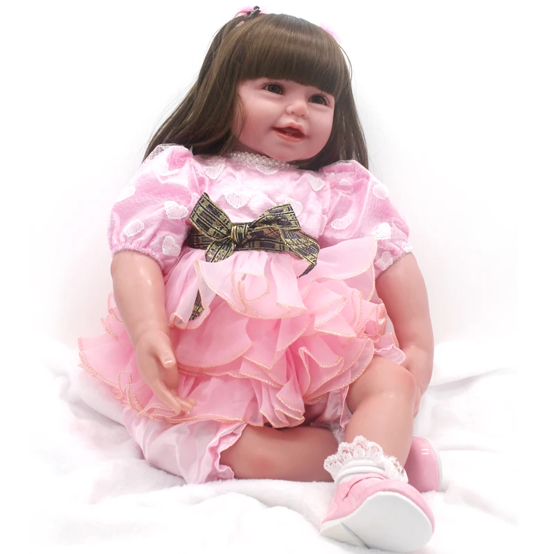 20 Inch 50cm Reborn Doll Soft Cotton Body Cute Pink Smile Girl Rebirth Dolls Reality Baby Toy For Kid's Gifts Playmates Toys