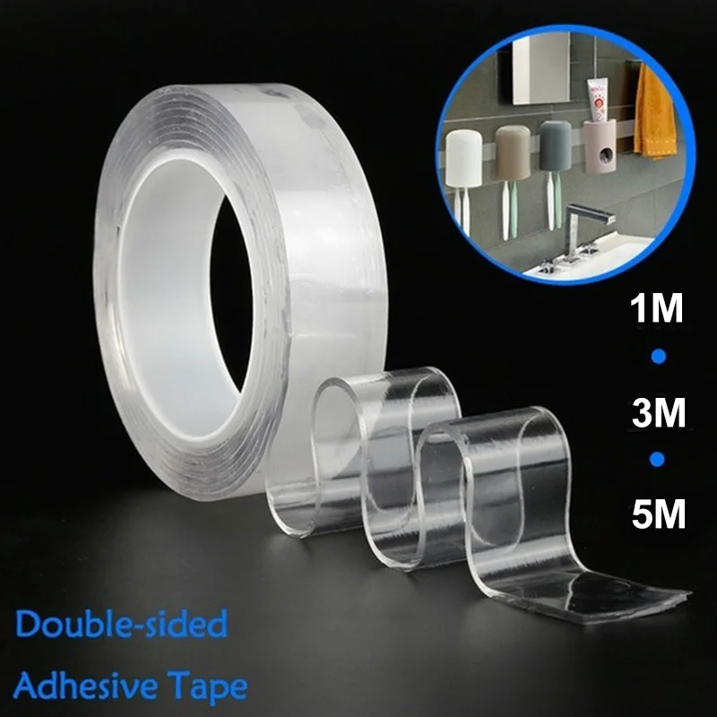 

Seamless Tape Nano Invisible Adhesive Sturdy Reusable 1M/3.0M/5M Transparent Shear Kitchen Tools Washable Nano Adhesive Tape