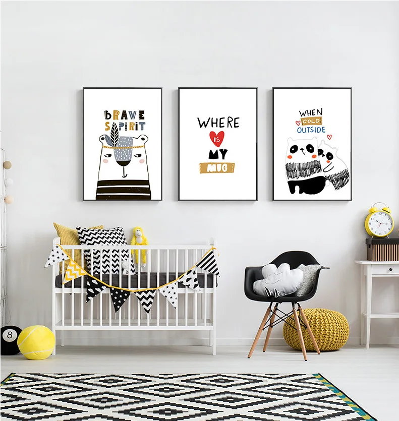 

Home Decor Wall Art Modern Simple Cute Cartoon Animal Decorative Canvas Painting Children's Room Bedroom Mural Wall Paintings