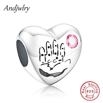 

925 Sterling Silver Fits Original Pandora Charms Bracelets Beads Pink Love CZ Heart Beads Charms for Making Berloque DIY Jewelry