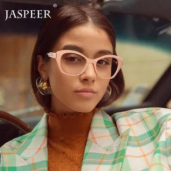 

JASPEER Fashion Cat Eye Glasses Frames Women Retro Eye Glasses Frames Ladies Decoration Eyewear Customized Optical Frames