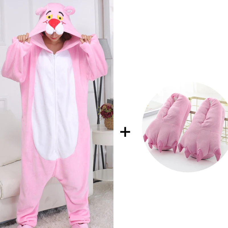 

Pink Panther Kygurumi Animal Pajamas Zippers Cartoon Onesies For Adults One-Piece Pijamas Cosplay Costume For Halloween Party