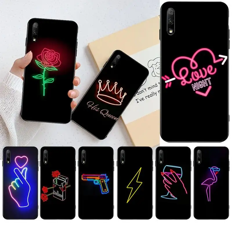 HPCHCJHM флуоресцентный неоновый розовый черный чехол из ТПУ для телефона Huawei Honor 30 20