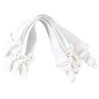 

Set of 4 Elastic bedspread bed sheet bedspreads stretchers spanner straps strainer White