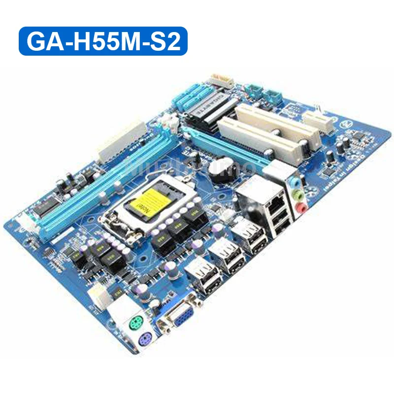 GIGABYTE GA-H55M-S2 рабочего Материнская плата H55 H55M разъем LGA 1156 i3 i5 i7 DDR3 VGA 8 ГБ Микро-ATX используется H55M-S2