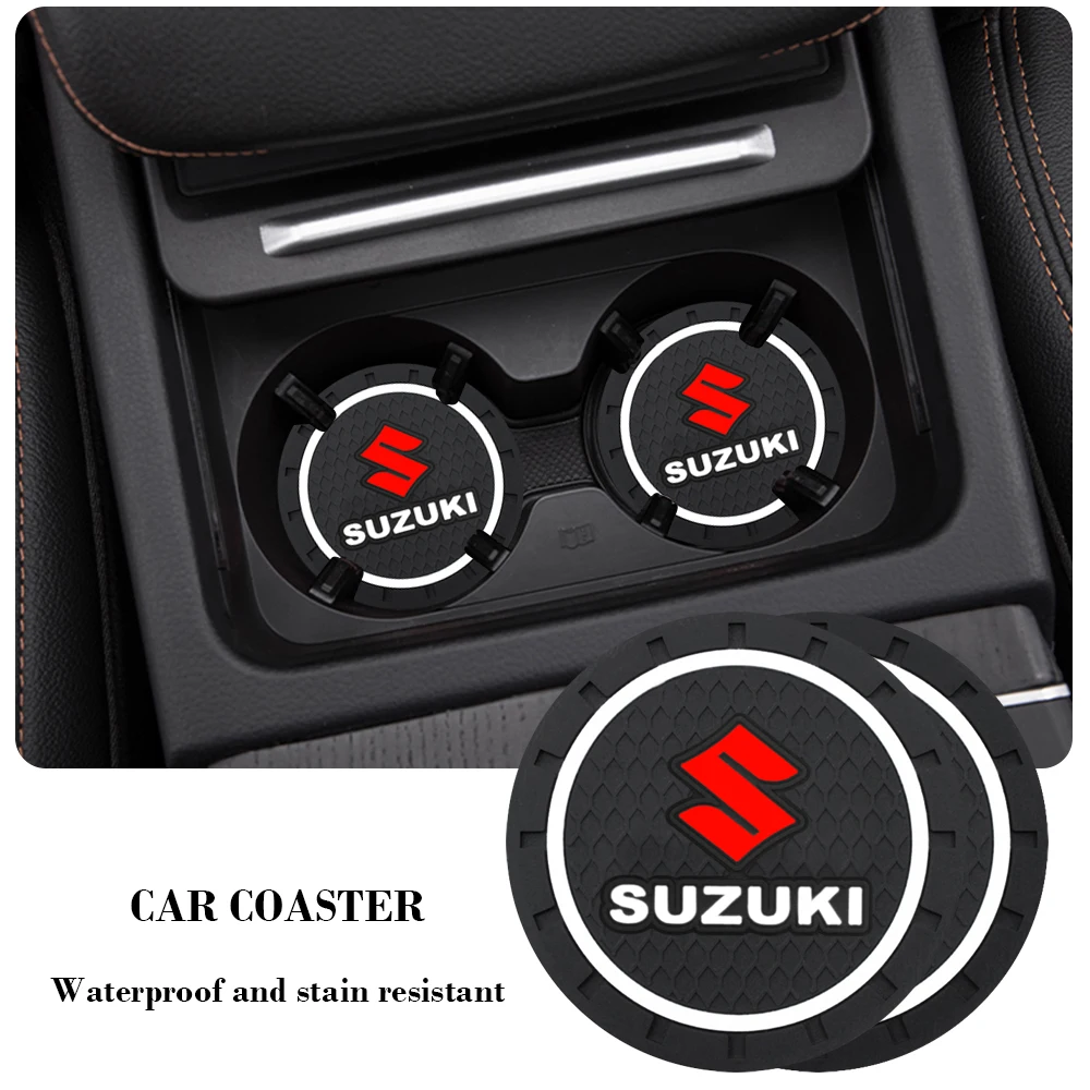 

2Pcs Car Coaster Slot Non-Slip Mat Silicone Epoxy Coaster Car styling For Suzuki Swift Jimny Swift Vitara Samurai Grand vitara S