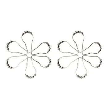 

12pcs/lot Metal Shower Curtain Hook Pumpkin Shaped Beads Rust Hook Bathroom Accessories Five Beads Gourd Hooks