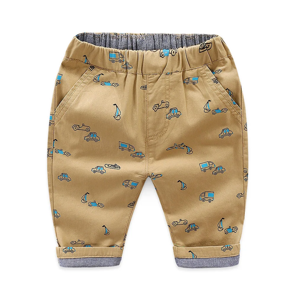 

2019 New Style BOY'S Korean-style Casual Pants Baby Capri Pants Elastic Pants Car Printed Casual Pants