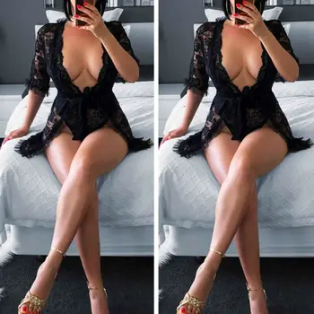 

2019 Women Summer Sexy Lingerie Sleepwear Lace Women G-string MIni Dress Panties Nightwear-Babydoll Sleepwear Soft Lace Clothes