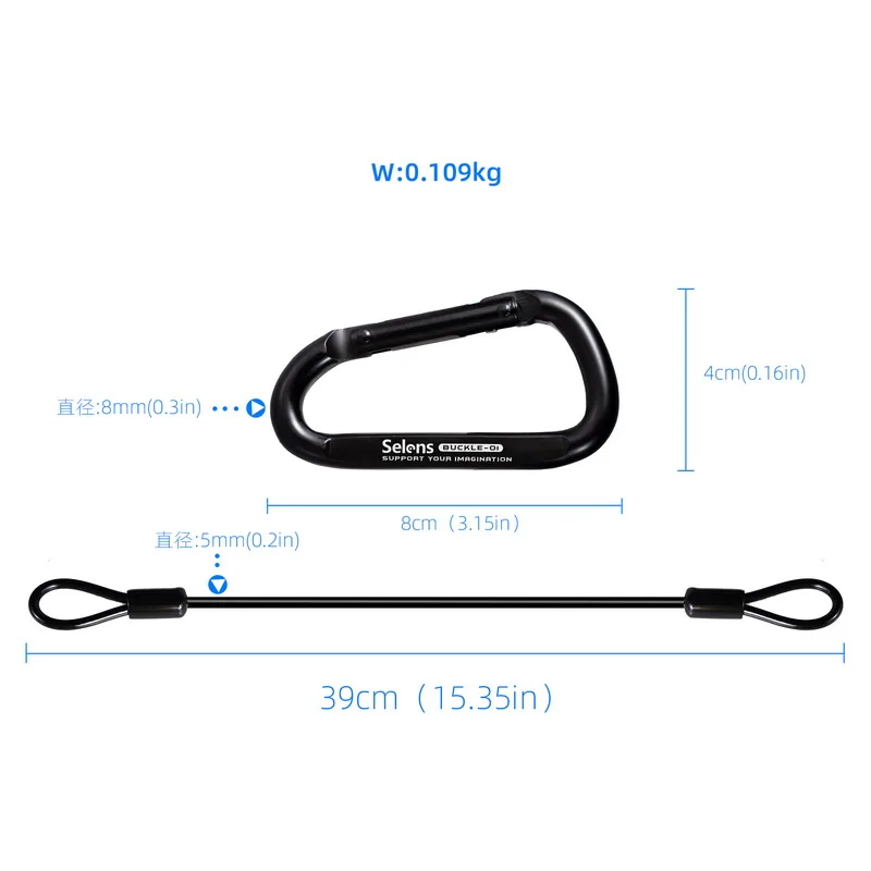 Selens Aluminum Alloy Carabiner Locking Hook Screw D Buckle Keychain Outdoor Cli