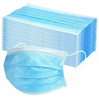 

24pcs Blue Disposable Facemask 3 Layer Non-Woven Face Mask Breathable Mask with Elastic Earband Disposable Masks Protection