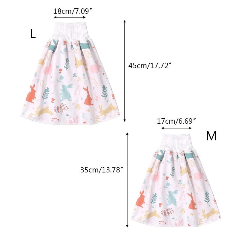 Comfy Childrens Diaper Skirt Shorts 2 in 1 Anti Bed-wetting Washable Cotton Bamboo Fiber Waterproof Bed Clothes for Baby Toddler Boy Girl 0~8 Years Old Night Time Sleeping Potty Training 