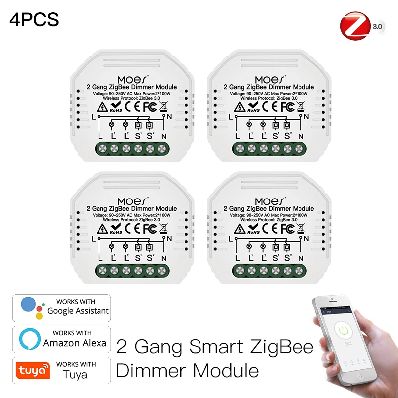 Tuya Smart Zigbee Switch Dimmer Module Dimmable 110-240V Home Automation Voice Control Works With Google And Alexa | Электроника