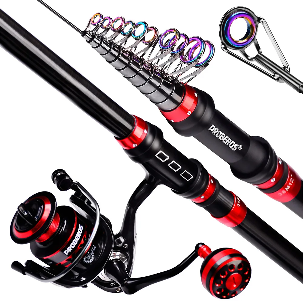 ReaS1&Beloader proセット PROBEROS 1.8m-3.6m Telescopic Fishing Rod +Spinning Reel Combos
