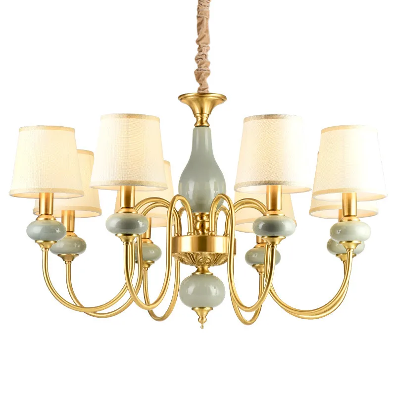 

Современная люстра из натуральной бронзы и меди для спальни, столовой, гостиной, керамическая роскошная люстра, осветительные приборы