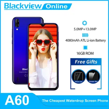 

Original Blackview A60 3G Smartphone 19.2:9 6.1 inch Android Cellphone 4080mAh Battery 1GB+16GB Mobile Phone 13MP Dual SIM