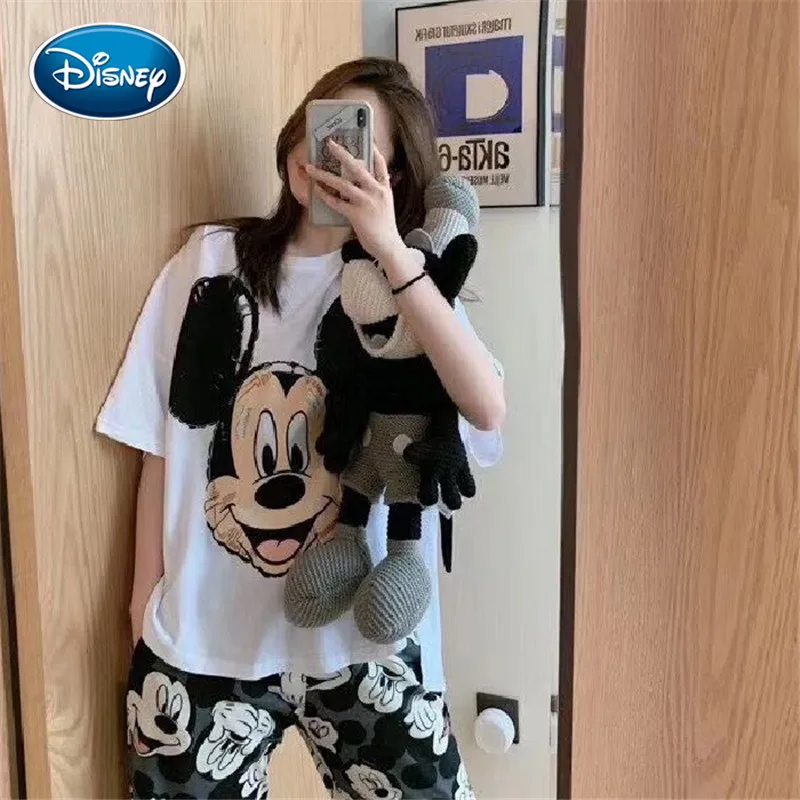 Mickey Avatar Home Service Female Summer Disney Short Sleeve Trousers Pajamas Female Cartoon Mickey Print Pajamas 3