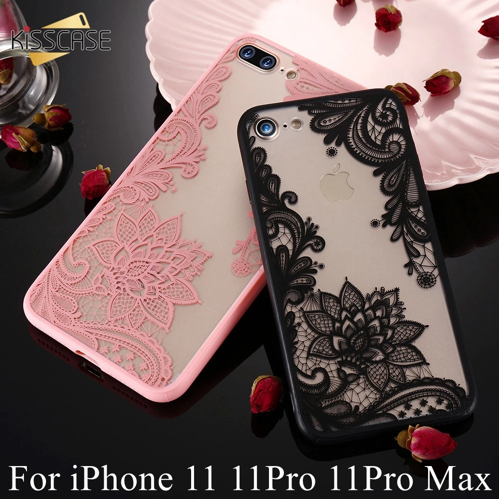 

KISSCASE Lace Flower Phone Case For iPhone 11 Pro 11 Pro Max Soft TPU Cases For iPhone 11 Pro MAX Lace Floral Back Covers Coque