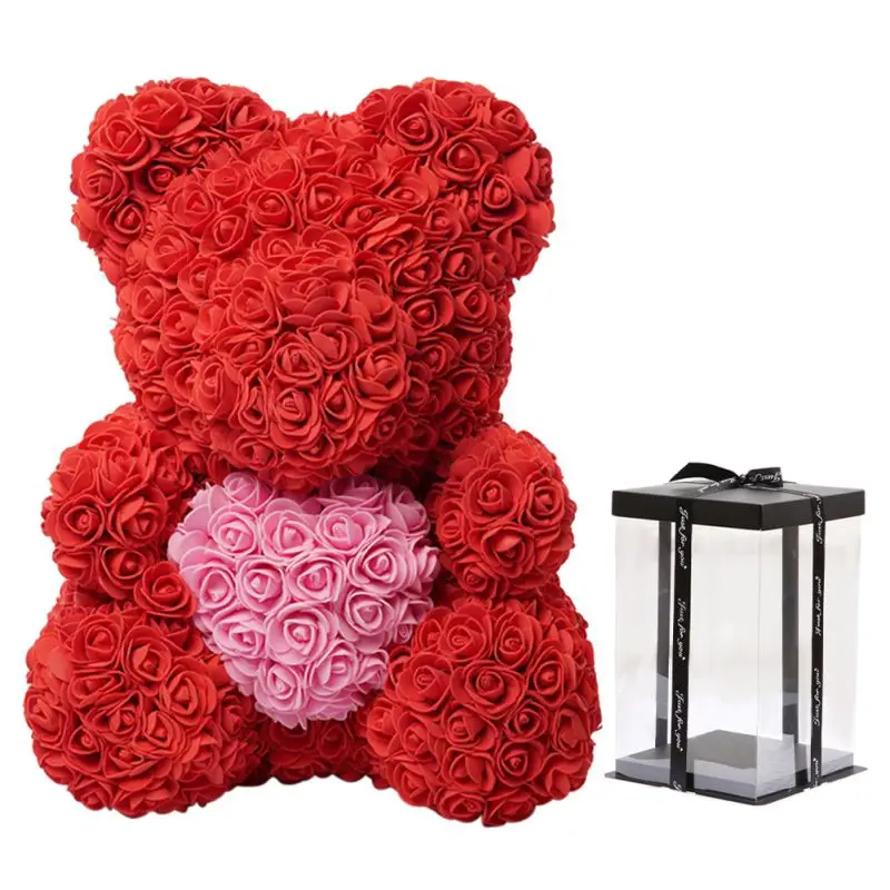 Романтическая роза, медведь, искусственная Роза, подарок на день Святого Валентина, украшения для девочки, подруги, ребенок, подарок на день матери, свадебное украшение - Color: 43R