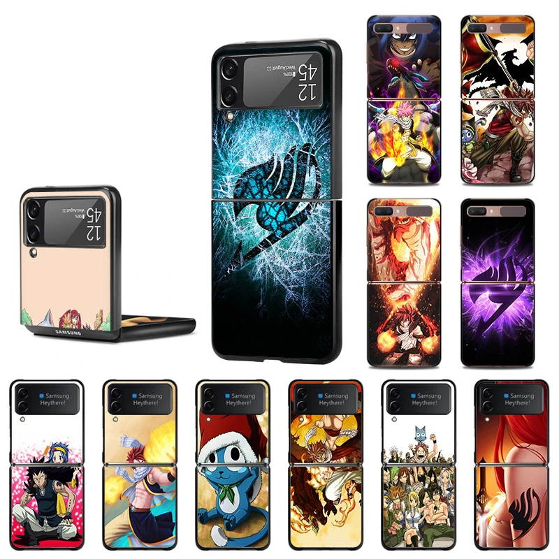 galaxy flip3 case Fairy Tail Anime Luxury Black Hard Case for Samsung Galaxy Z Flip 3 5G Flip3 Anti-knock Cell Phone Protective Cover Coque z flip3 cover