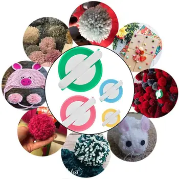

4 types/set Essential Pom-Pom Pompom Maker Fluff Ball DIY Tool Knitting Needle Weaver Craft Set Z8M2