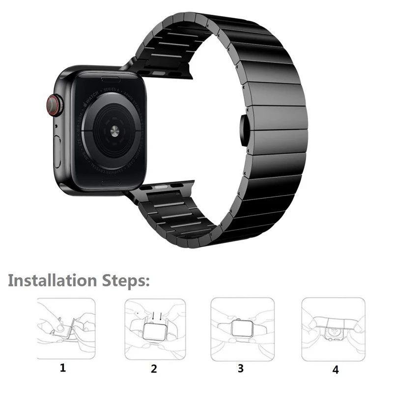 Серия 5/4/3/2/1 ремешок для apple watch band 44 мм, 42 мм, iwatch, версия полоса 40 мм, 38 мм, браслет из нержавеющей стали бабочка туфли с ремешком и пряжкой ремешок для часов