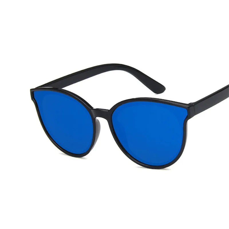 RBRARE милые детские солнцезащитные очки круглой формы, яркие цвета, персональные детские очки с защитой от ультрафиолета, уличные очки, милые вогнутые очки - Цвет линз: Black Blue