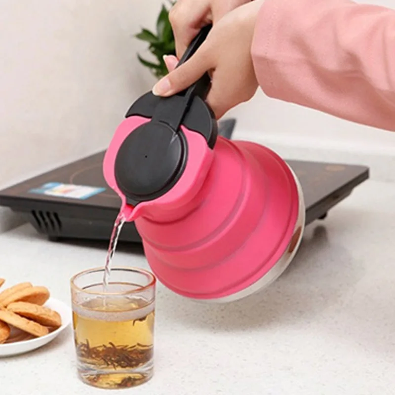 

Portable Folding Silicone Water Kettle 1.5L Water Pot Outdoor Camping Travelling Hiking Kitchen Tool Tea folding silicone boiler
