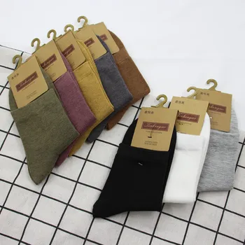 

Solid color autumn and winter in the tube socks wild new women's socks breathable sweat-absorbent casual ladies cotton socks