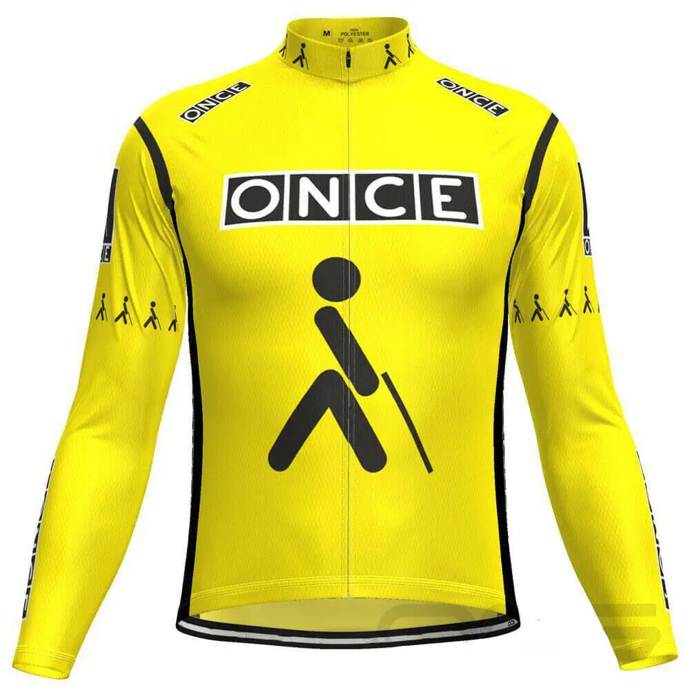 

ONCE TEAM YELLOW RETRO CLASSIC Men Spring Summer Cycling Jerseys Long Sleeve Racing Bicycle Clothing Maillot Ropa Ciclismo