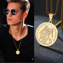 Les hommes de foi catholique qui sont comme dieu ST. Collier avec pendentif en médaille de MICHAEL pour hommes, bijoux de 24 pouces