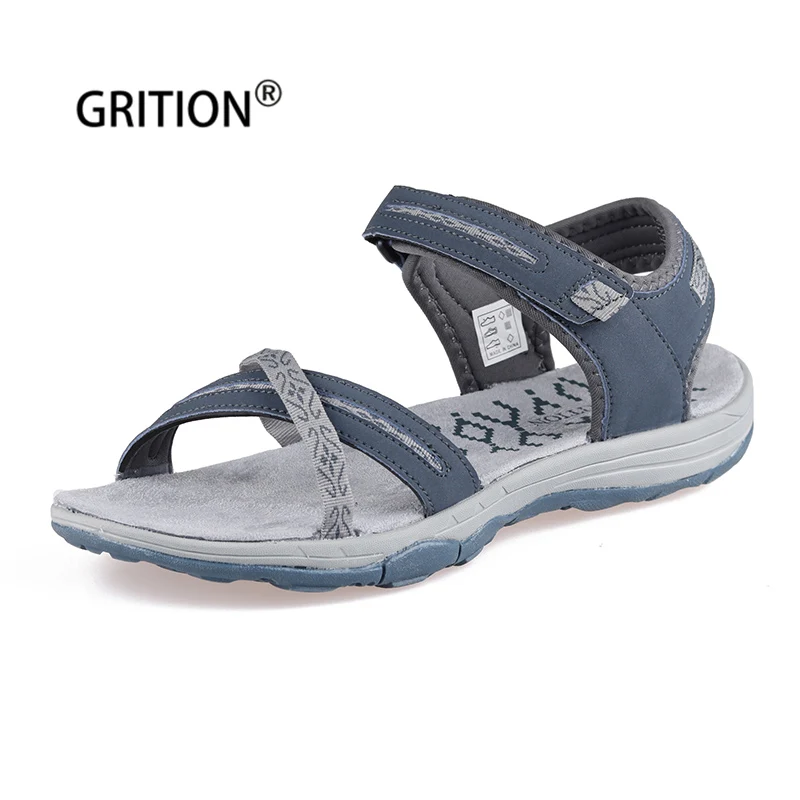 GRITION Women Sandals Summer Outdoor Flat Beach Open Toe Casual Shoes Female Walking Hiking Trekking Lightweight Fashion Sandals