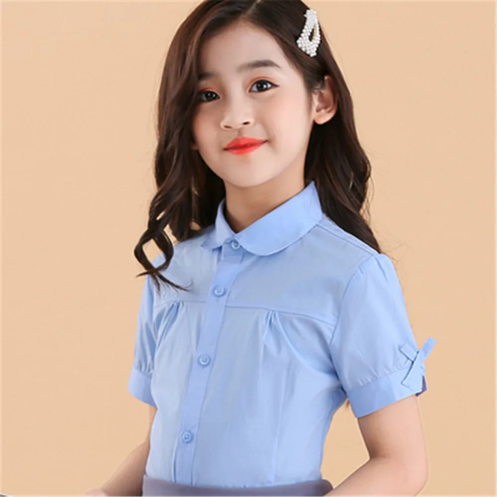 Baby Toddler Teenager School Girls Blouse Shirt Girl Tops Cotton Shirts For Kids Children 6 8 10 12 Years