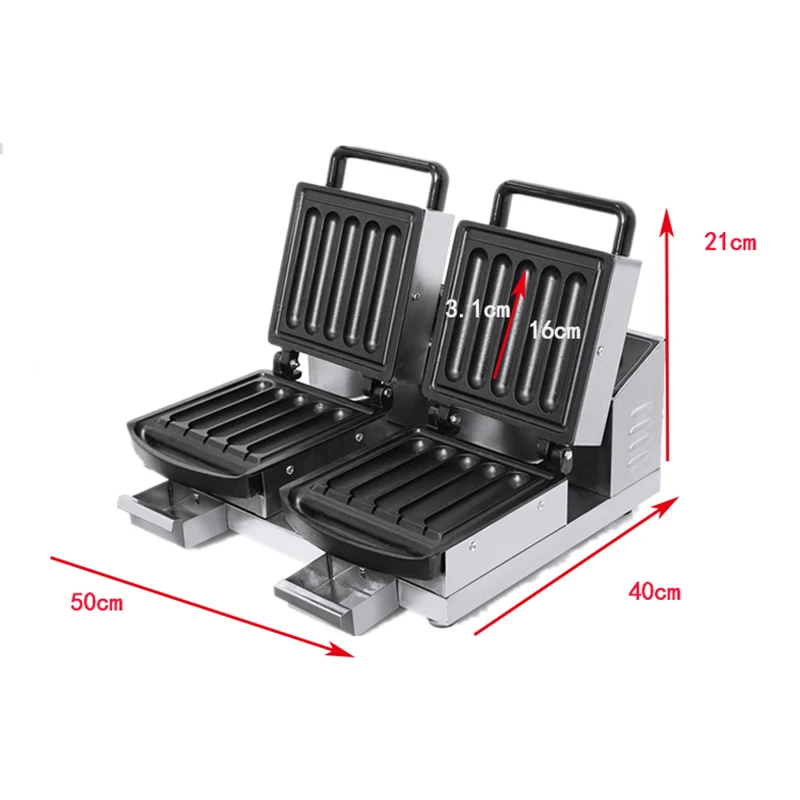 Commercial 10-Stick Hot Dog Machine Crispy Milk Stick Machine Stainless Steel Aluminum Non-Stick Bakeware 1800W 220V