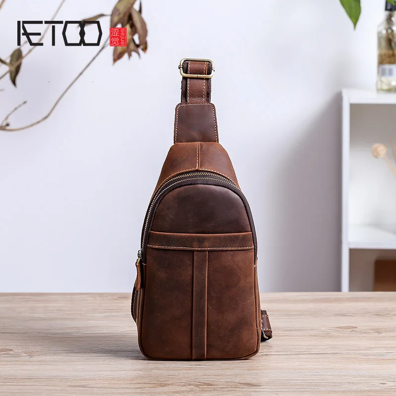 mens cross chest leather bag