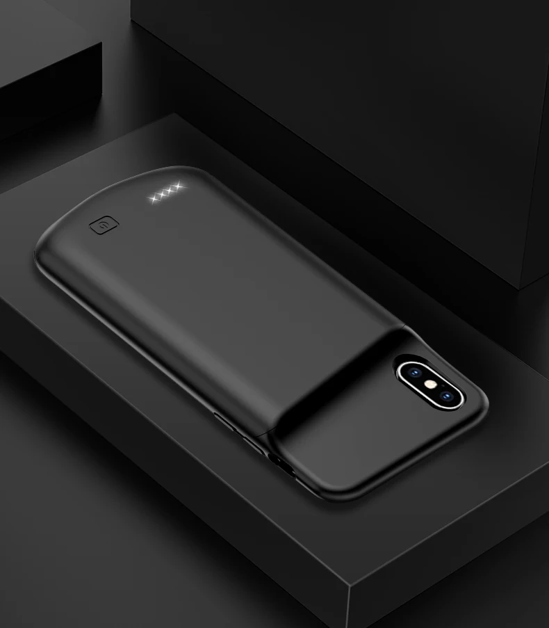 Black for iPhone X Тонкие силиконовые противоударные чехлы для аккумуляторов для iPhone X XS Аккумулятор PowerBank Case, крышка отсека для аккумулятора для iPhone X XS - Цвет: Black for iPhone X
