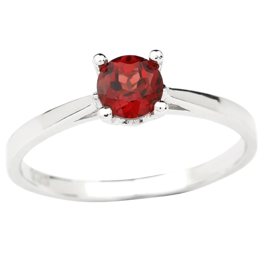 Женское кольцо с красным гранатом серебро 925 пробы 5 мм|Кольца| |