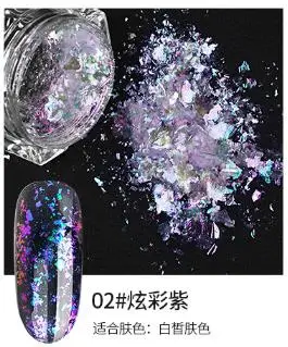 02 New Style Holographic Nail Glitter Set Powder Nail Art Pigment DIY Flake Nail Art Decorations Dust Gel Manicure Pigment - Цвет: 02
